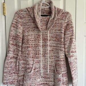 Preswick & Moore Marled Cowl-Neck Sweater in Pink and White